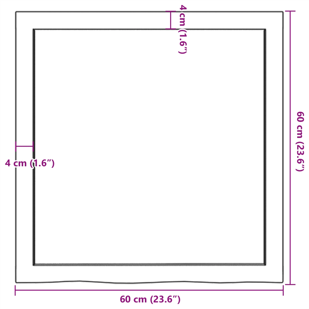 Ripiano a Parete 60x60x(2-4) cm Massello Rovere Non Trattato 363534