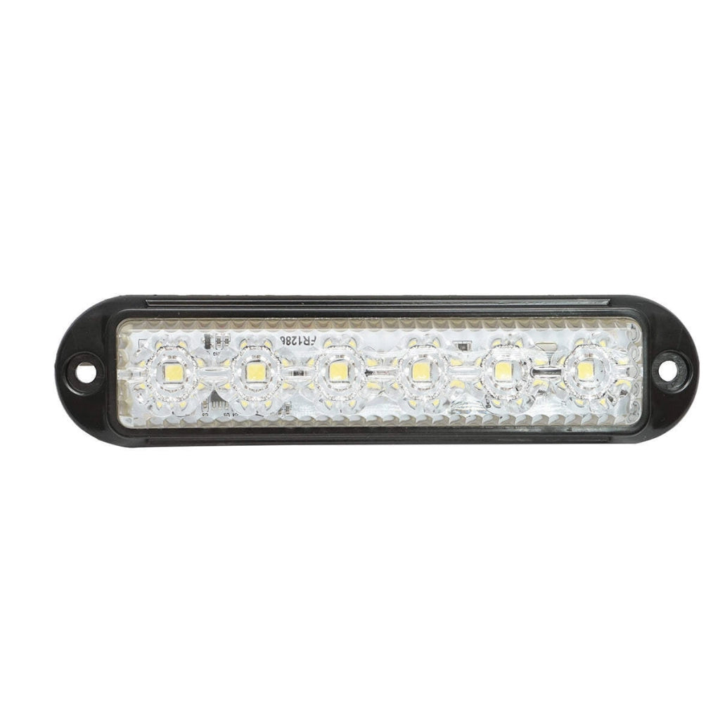Lampada laterale LED, 12V-24V, bianca, 155x37 mm, con montatura nera, Breckner Germany.