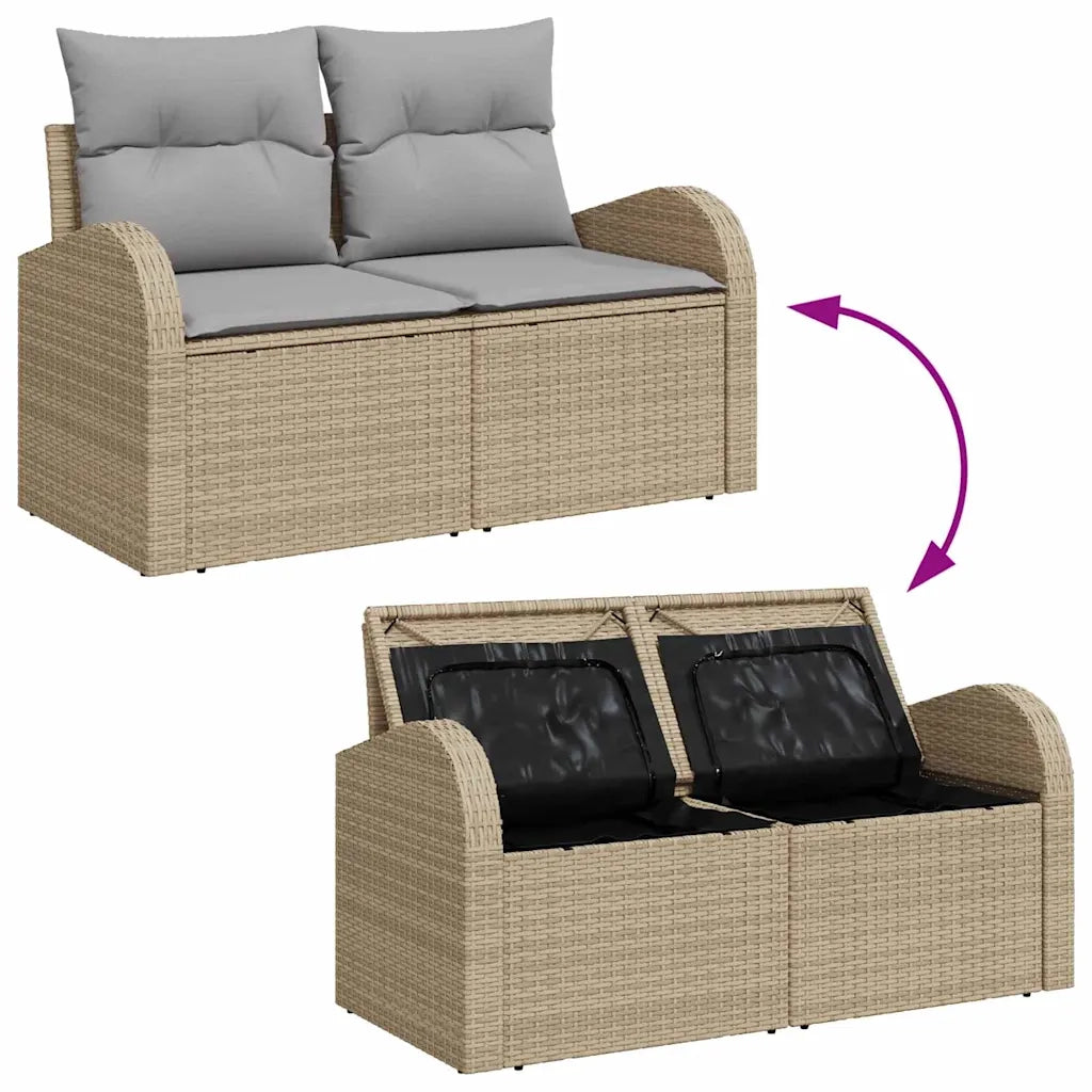 Set Divano da Giardino 7 pcs Beige e grigio polyrattan