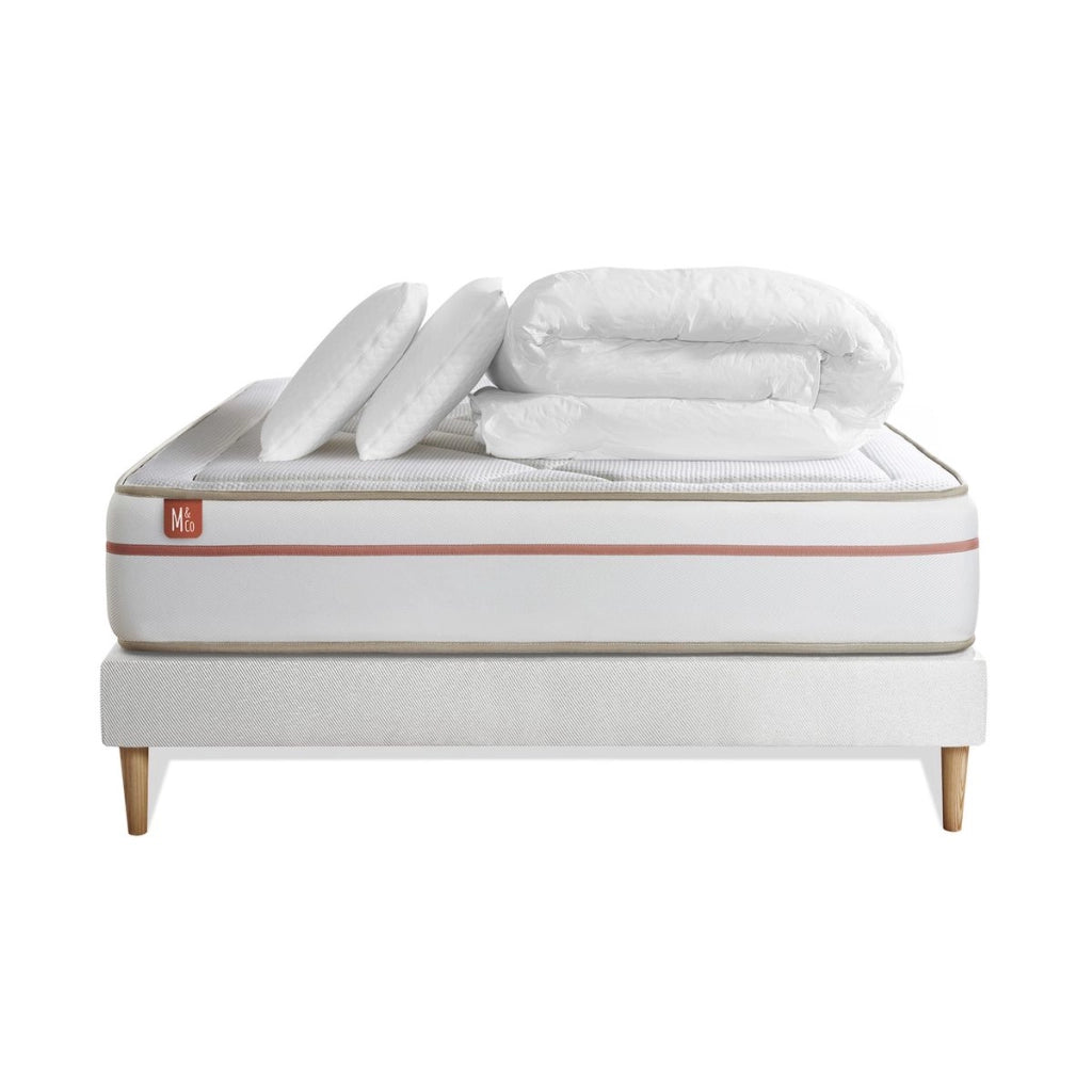 Pacchetto letto completo - Materasso 180x200cm + Box spring con doghe (kit) + 2 cuscini + Piumino - Le Paisible
