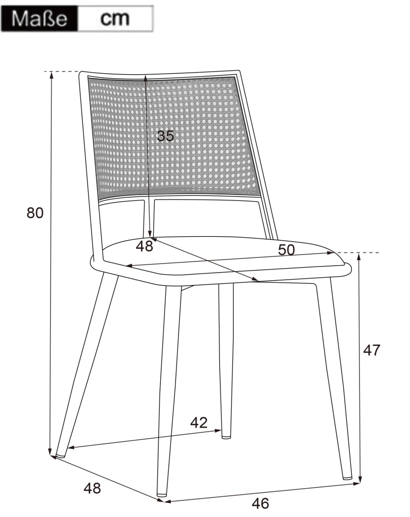 Set di 2 sedie da pranzo in rattan con seduta in PU beige