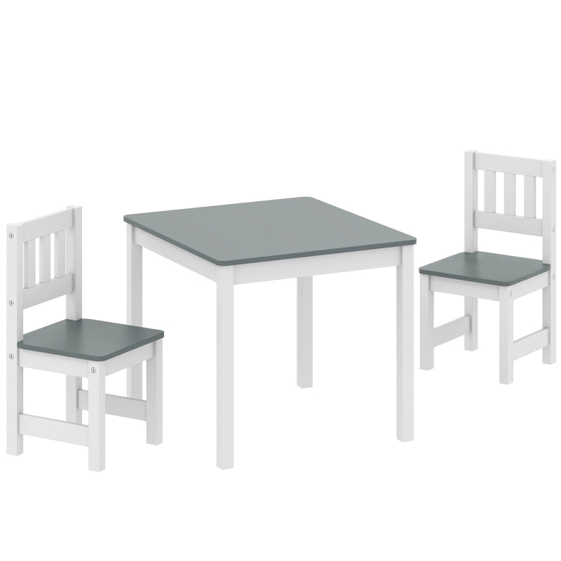 Set tavolo e 2 sedie per bambini, 3 pezzi, grigio