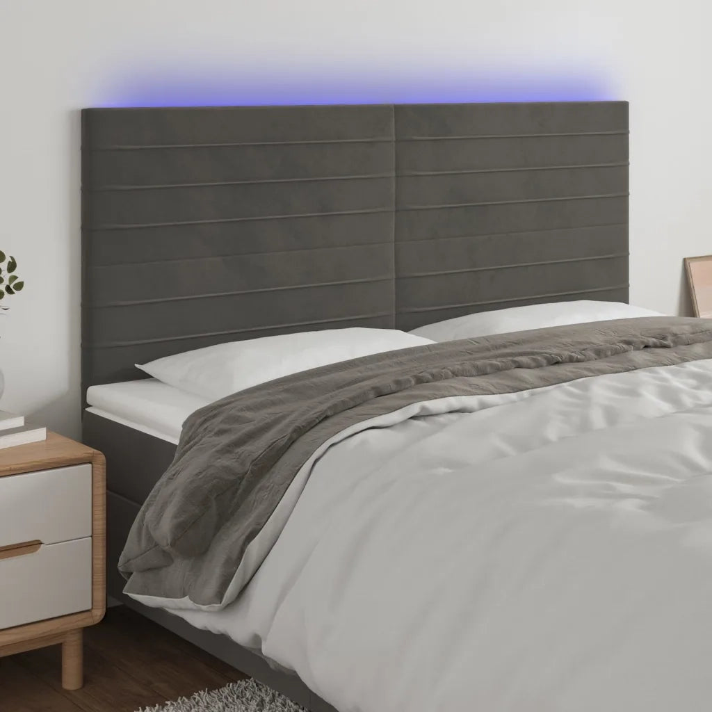 Testiera | Testata a LED GrigioScuro 200x5x118/128cm in Velluto