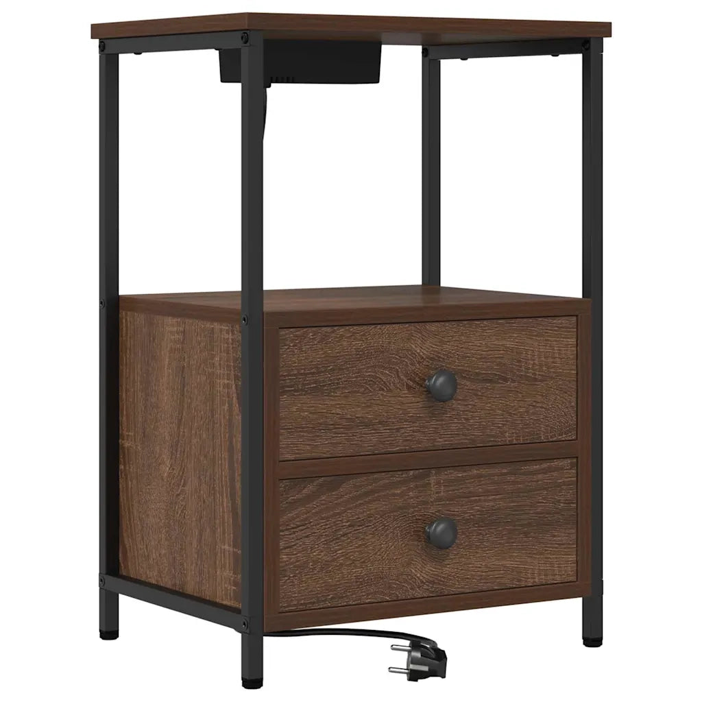 Set di 2 Comodini | Armadio da Notte | Mobiletto da notte Rovere Marrone 40 x 31 x 60 cm