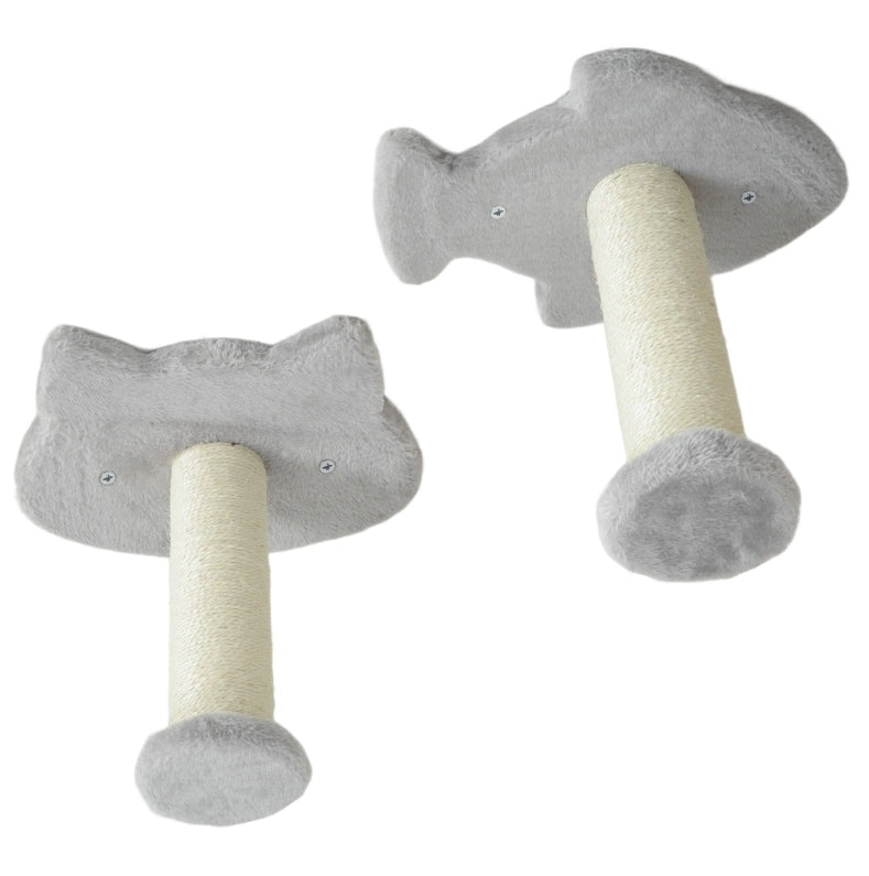 Set da parete per gatti con scaletta e piattaforme grigio