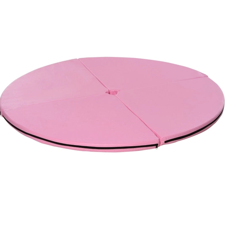 Tappetino rotondo per pole dance 150x150x5 cm in plastica rosa, pieghevole –
