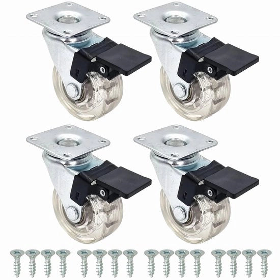 Ruote di Mobili con Ruote di Mobili a Rullo 4 Pezzi Diametro 50 mm Carico di 50 kg per Ruota Pneumatici per Ruote di Mobili con Supporto per Trasporto Ruote trasparenti