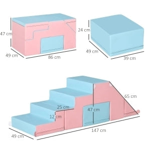 Set di moduli morbidi ULEVR per arrampicata e scivolo, 86x49x47 cm, similpelle rosa