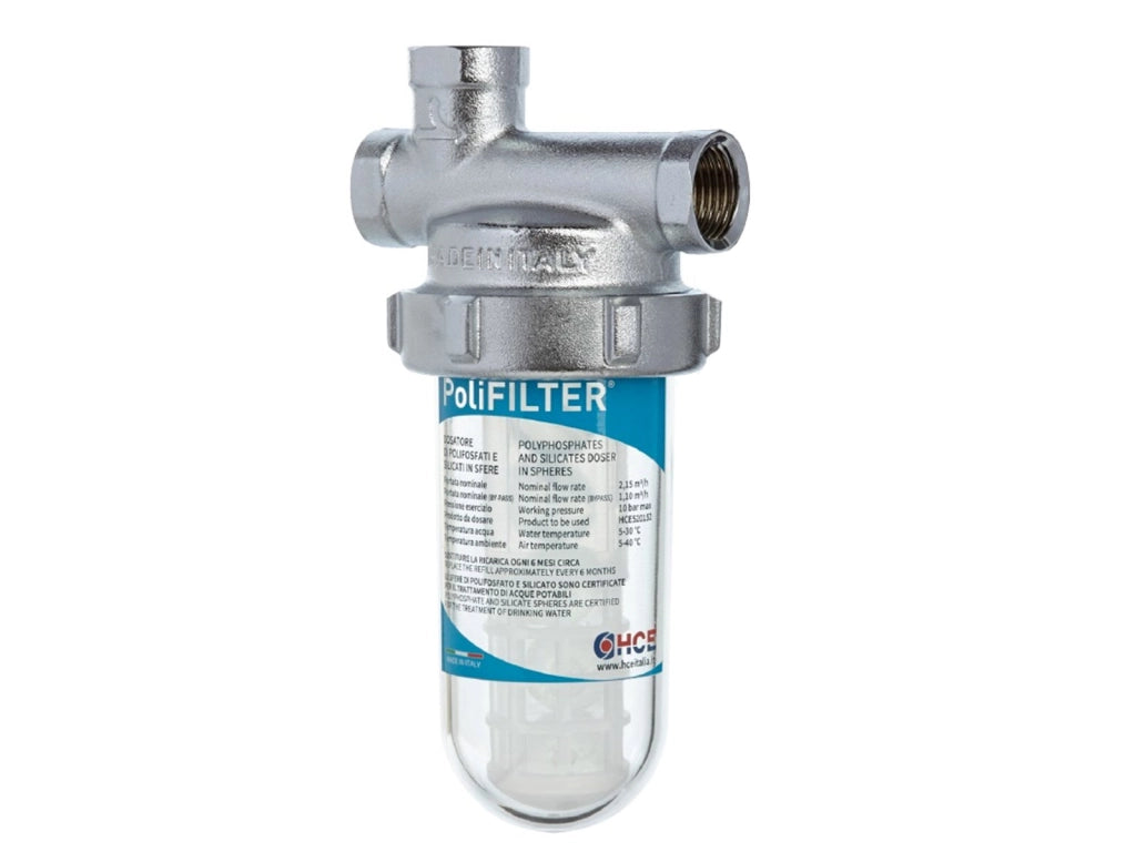 Filtro Anticalcare Caldaia HCE POLIFILTER 1/2 Dosatore Polifosfati Silicati Sfere DS00100012S
