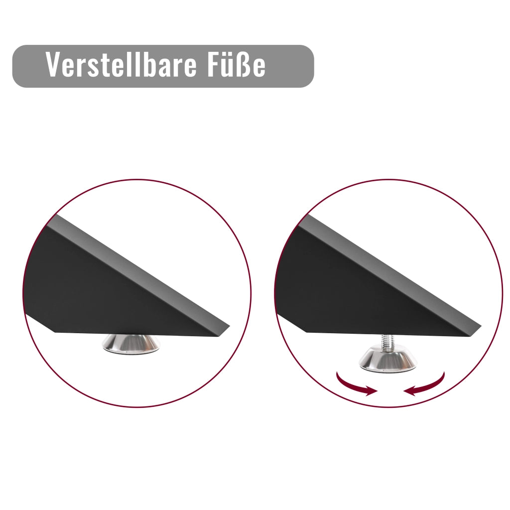 Tavolino basso fisso in vetro temprato con gambe in metallo nero rettangolare 120 × 60 × 46 cm