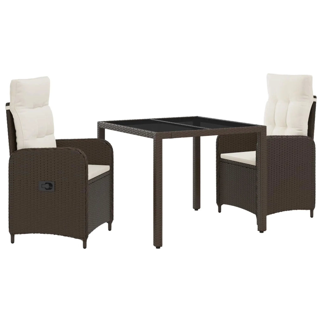 Set da pranzo per esterni 3 pz Marrone e Bianco Crema 3422310