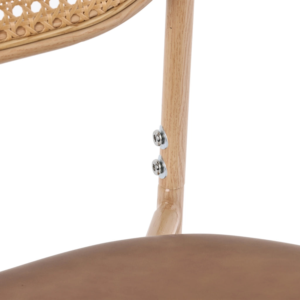 SEDIA da pranzo Set da 4 pezzi in Rattan, PU e Metallo Marrone