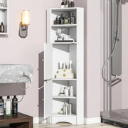 Armadietto da bagno angolare triangolare con vani aperti e ante in pannello truciolare bianco antiribaltamento