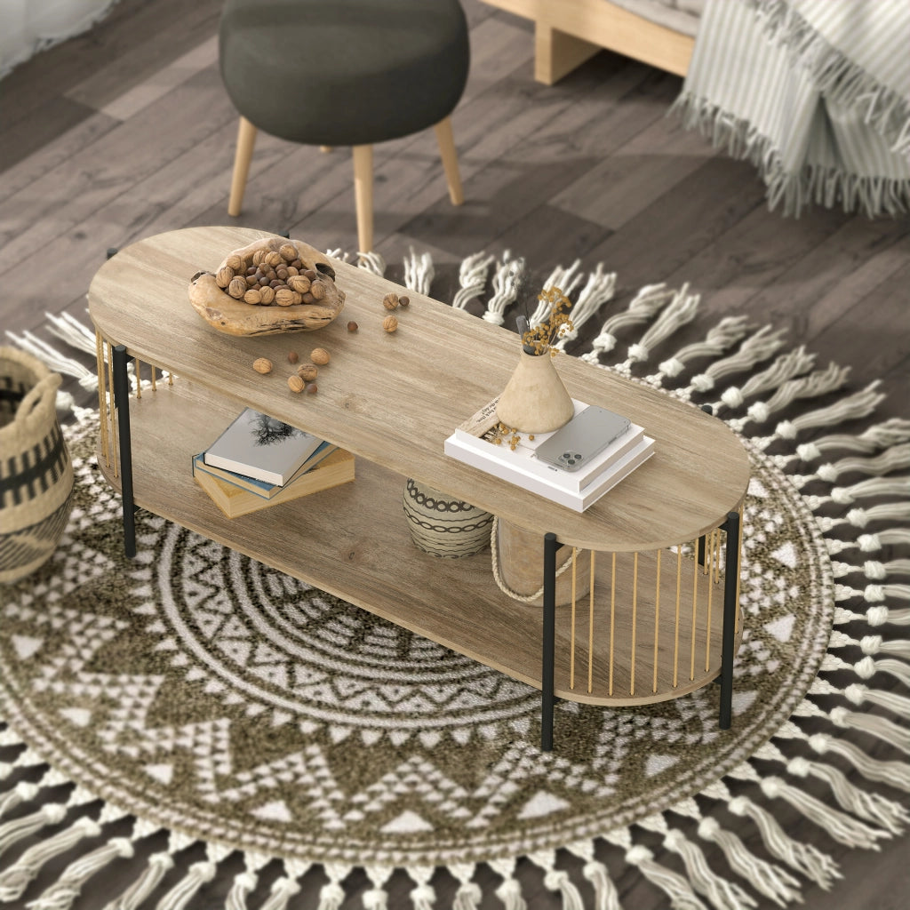 Mobile TV con ripiani aperti ¨C Minimal ¨C 124x43,5x41 cm colore naturale