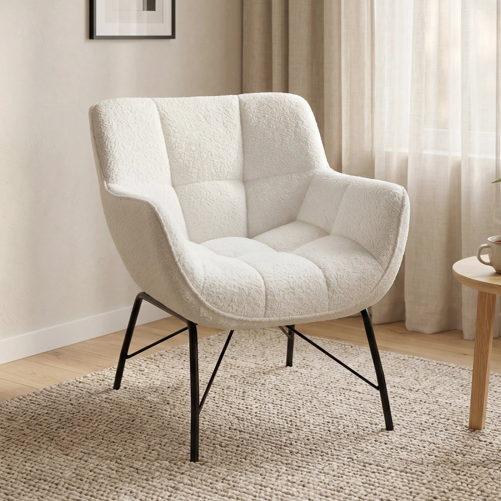 Poltrona Moderna ¨C Minimal ¨C Cremewei? Tessuto Sherpa