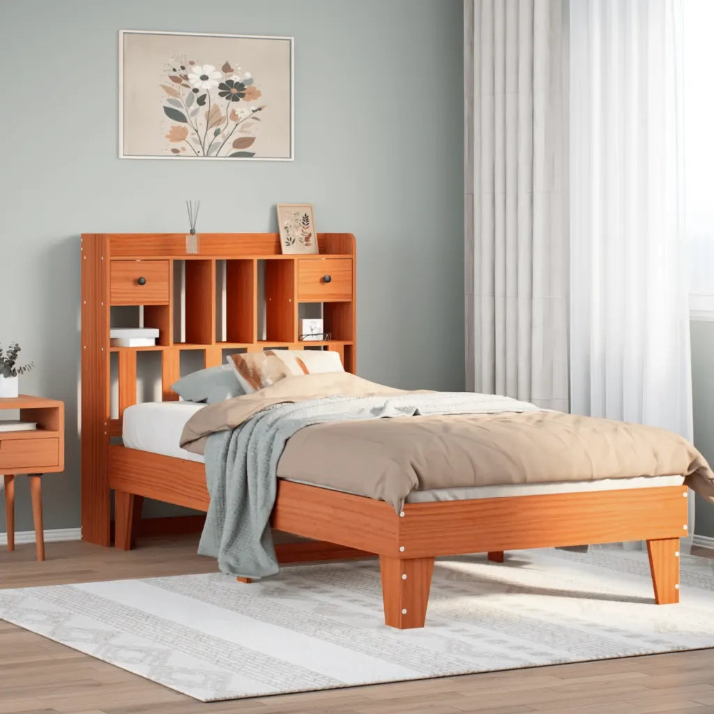 Letto senza Materasso-Struttura Letto Marrone Cera 75x190 cm in Legno di Pino 285090