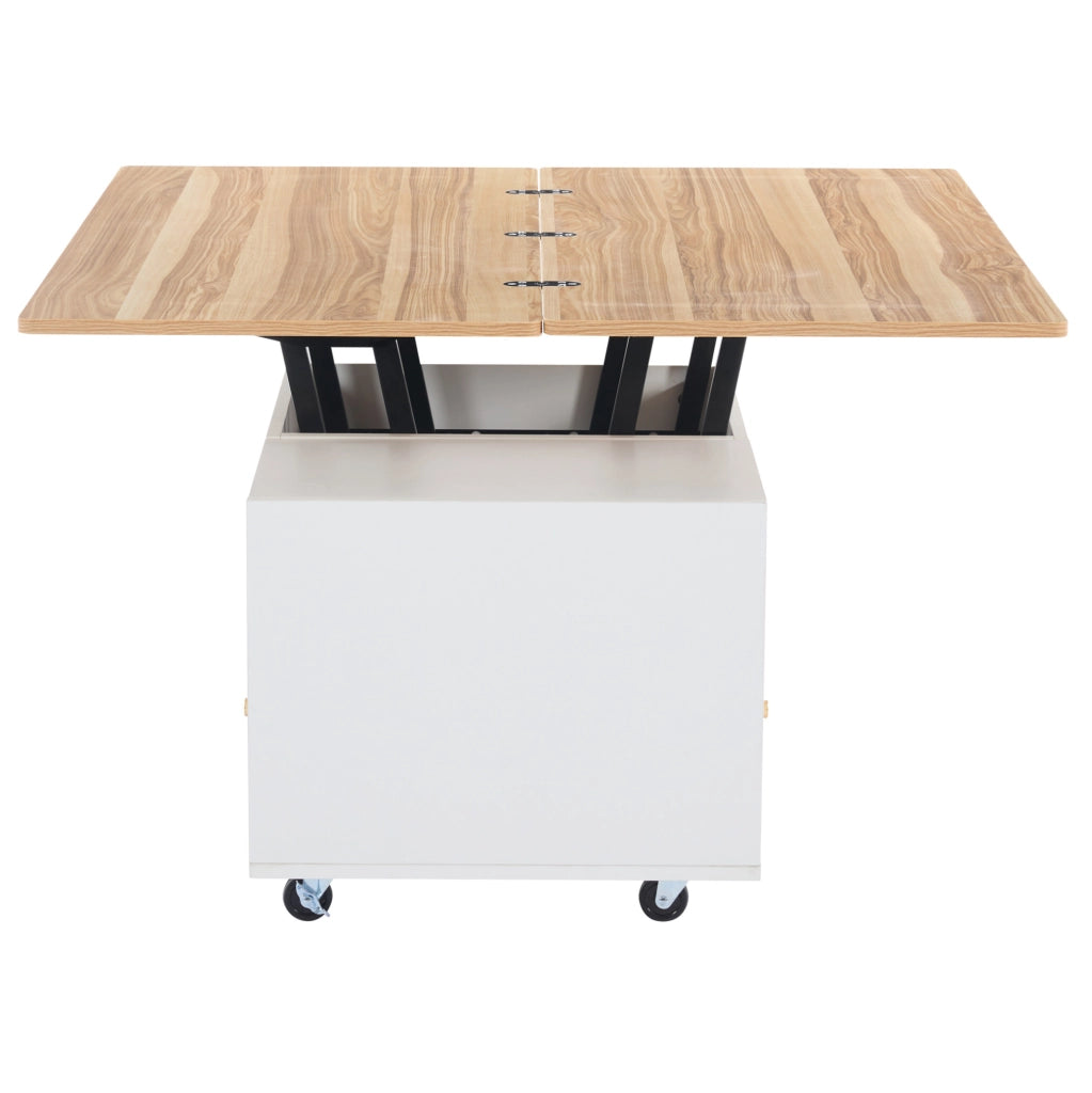 Tavolino da caff¨¨ elevabile 100x50 cm con piano pieghevole e 4 cassetti in MDF