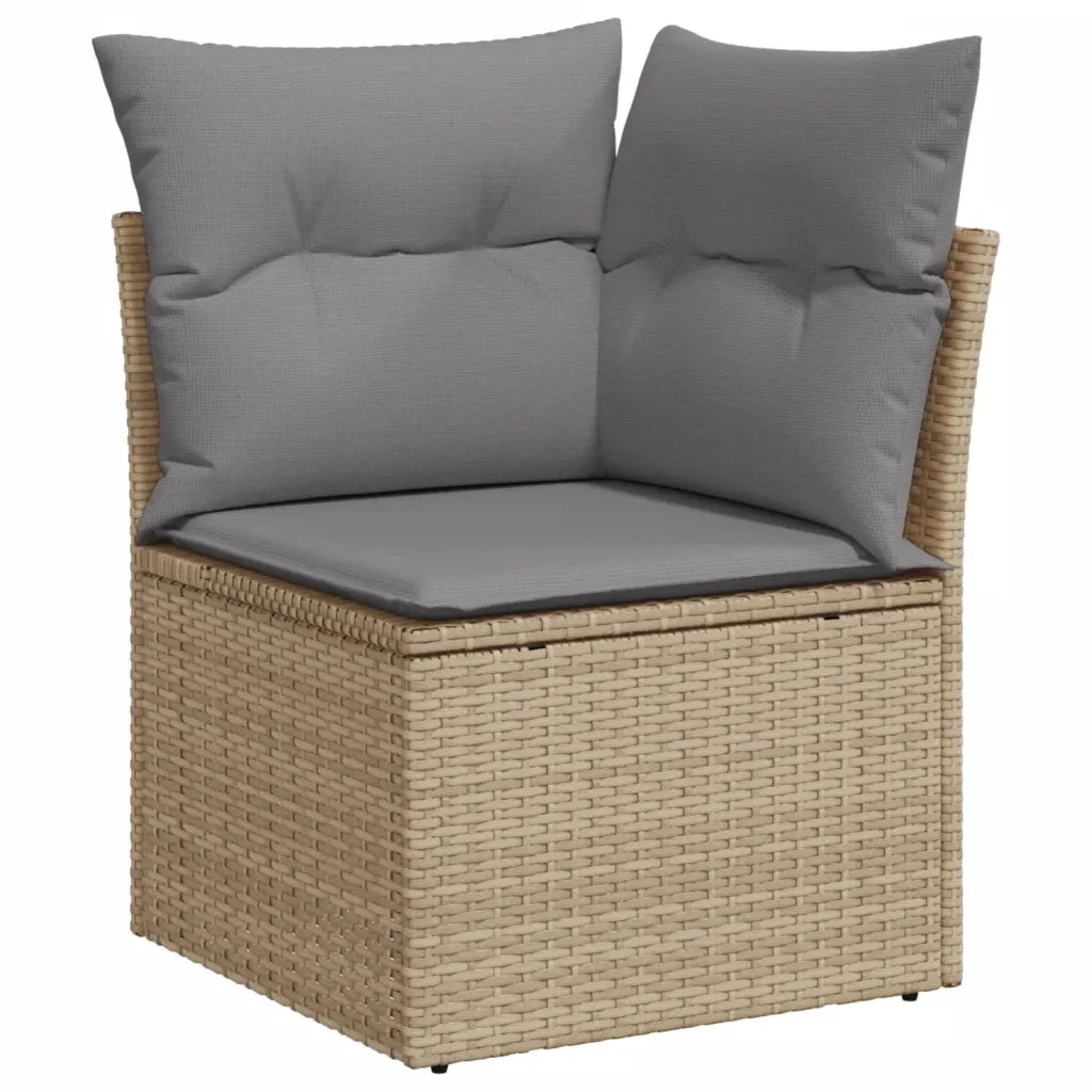 Set Divano da Giardino 14 pz con Cuscini Beige Misto Polyrattan