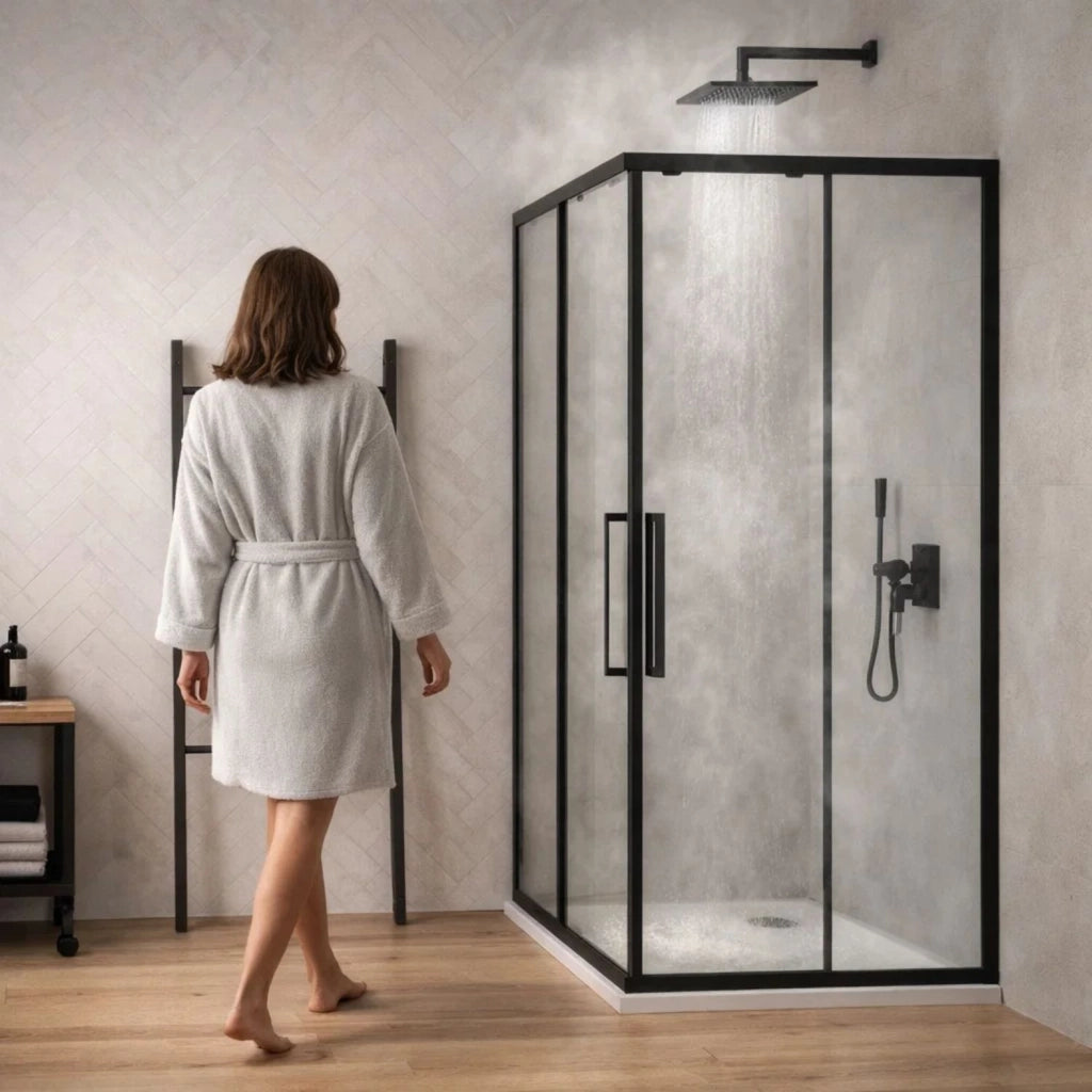 Cabina doccia angolare corner black cristallo 6 mm 80x100x195 cm