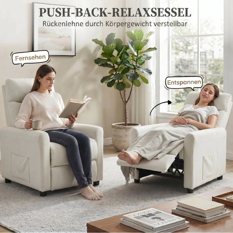 Poltrona Relax inclinabile a 145° con molle a sacco, struttura in acciaio e legno, 73x86x100 cm, colore grigio
