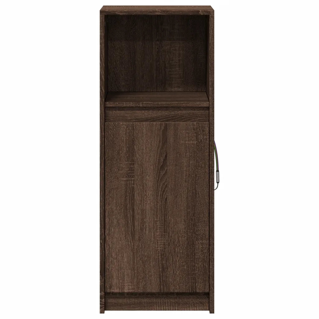 Credenza | Madia | Buffet da pranzo | Armadio da pranzo con LED Rovere Marrone 38x34x100 cm Legno Multistrato
