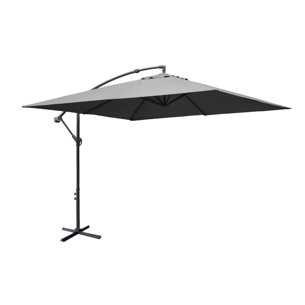 Ombrellone quadrato eccentrico, 3x3m, grigio