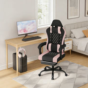 Sedia gaming ergonomica con massaggio, rete, nero/rosa