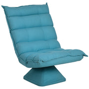 Poltrona relax girevole con schienale reclinabile e struttura in acciaio per soggiorno in velluto blu
