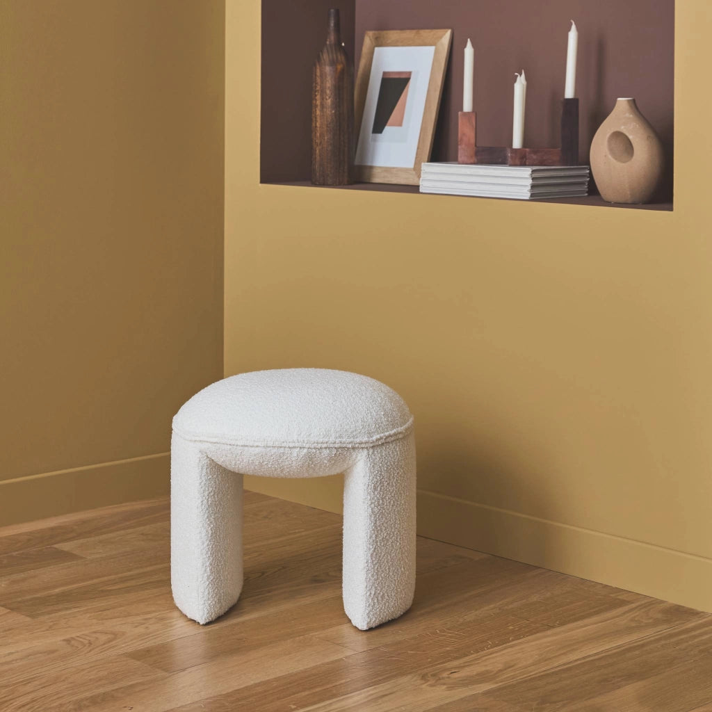 Pouf in bouclé, bianco