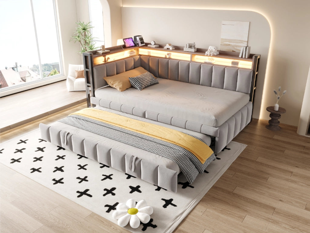letto divano imbottito tessuto grigio 101.5 x 211.5 cm