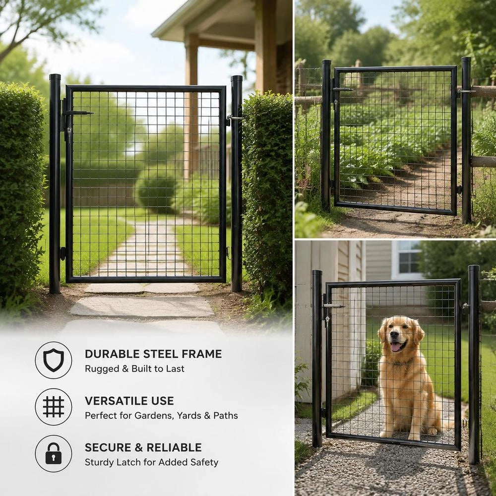 Grid Garden Gate, Galvanized Steel, 100 X 100 Cm, Grey