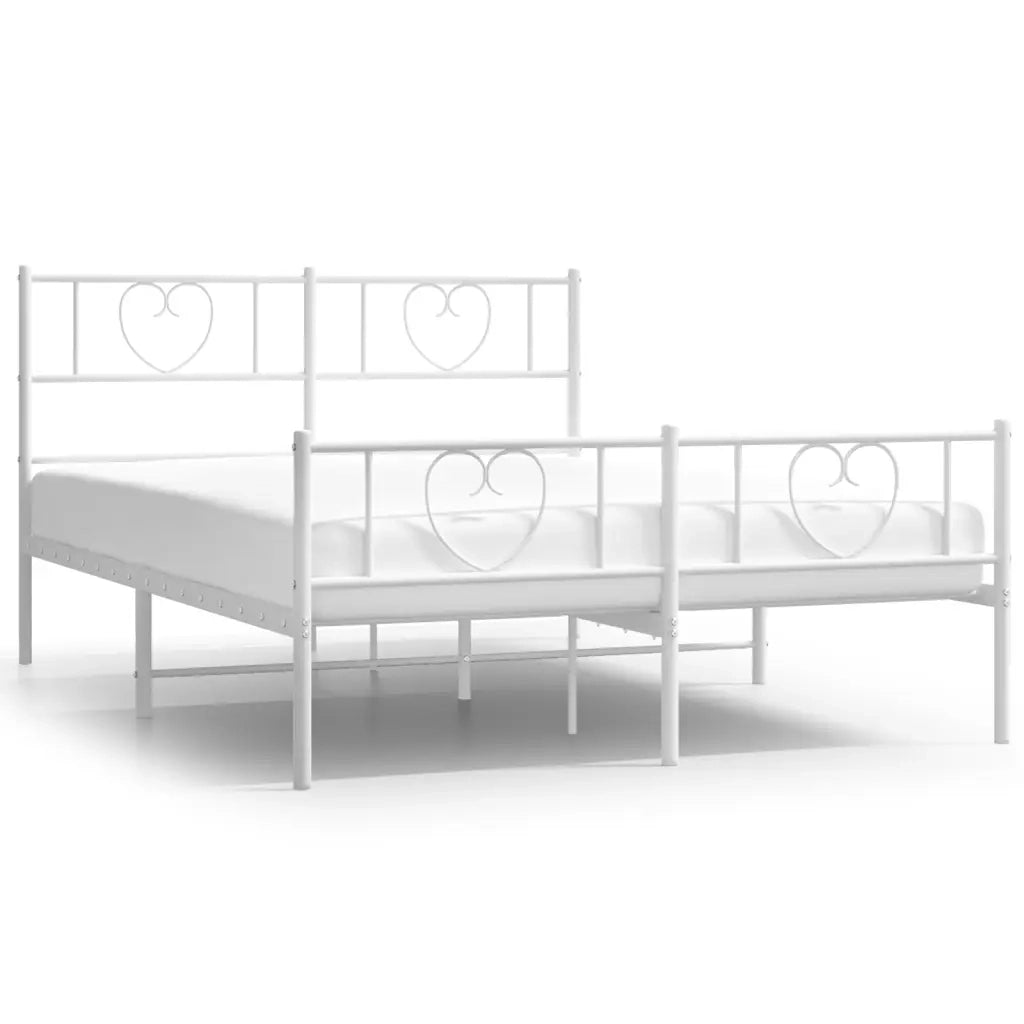 Letto matrimoniale | Letto per adulti | Giroletto con Testiera e Pediera Metallo Bianco 140x200 cm