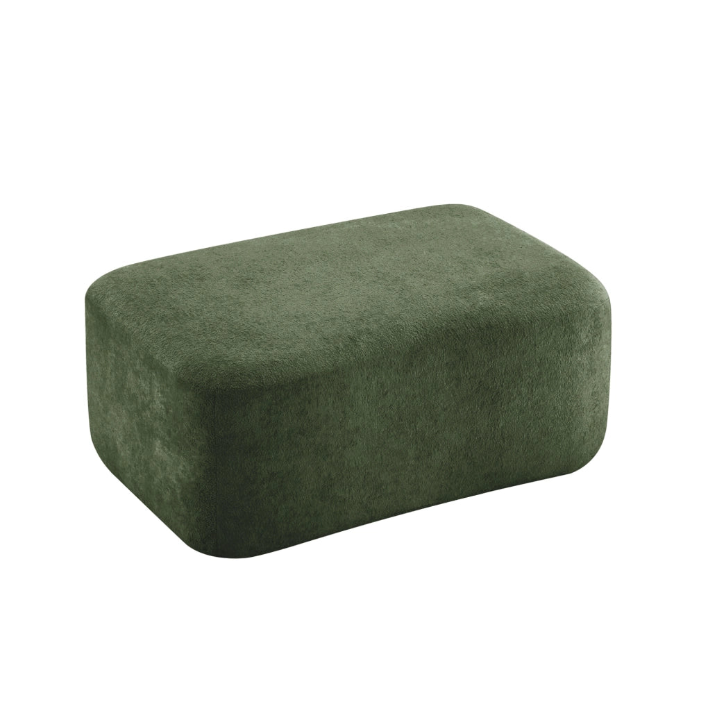 Divano modulare in velluto verde con pouf abbinabile