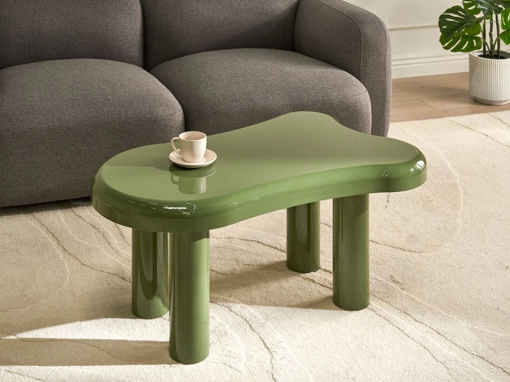 Tavolino da caffè Verde Gambe in PVC 100 x 70 x 40 cm MDF Piano ovale Forma Soggiorno Moderno Minimalista