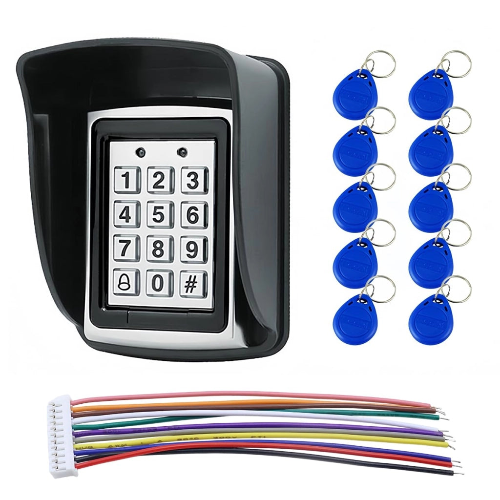 Kit lettore di schede RFID, 10 schede, tastiera di controllo accessi, metallo