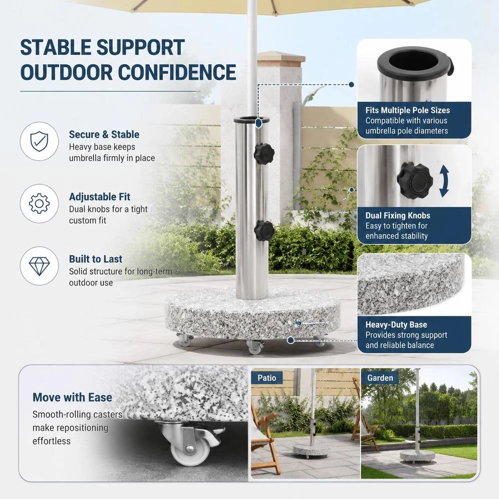 Granite Parasol Base, 30 Kg, Round, Grey