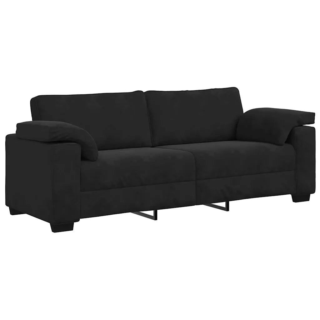 Divano a 3 Posti Nero 220x77x82 cm in Velluto 4105282
