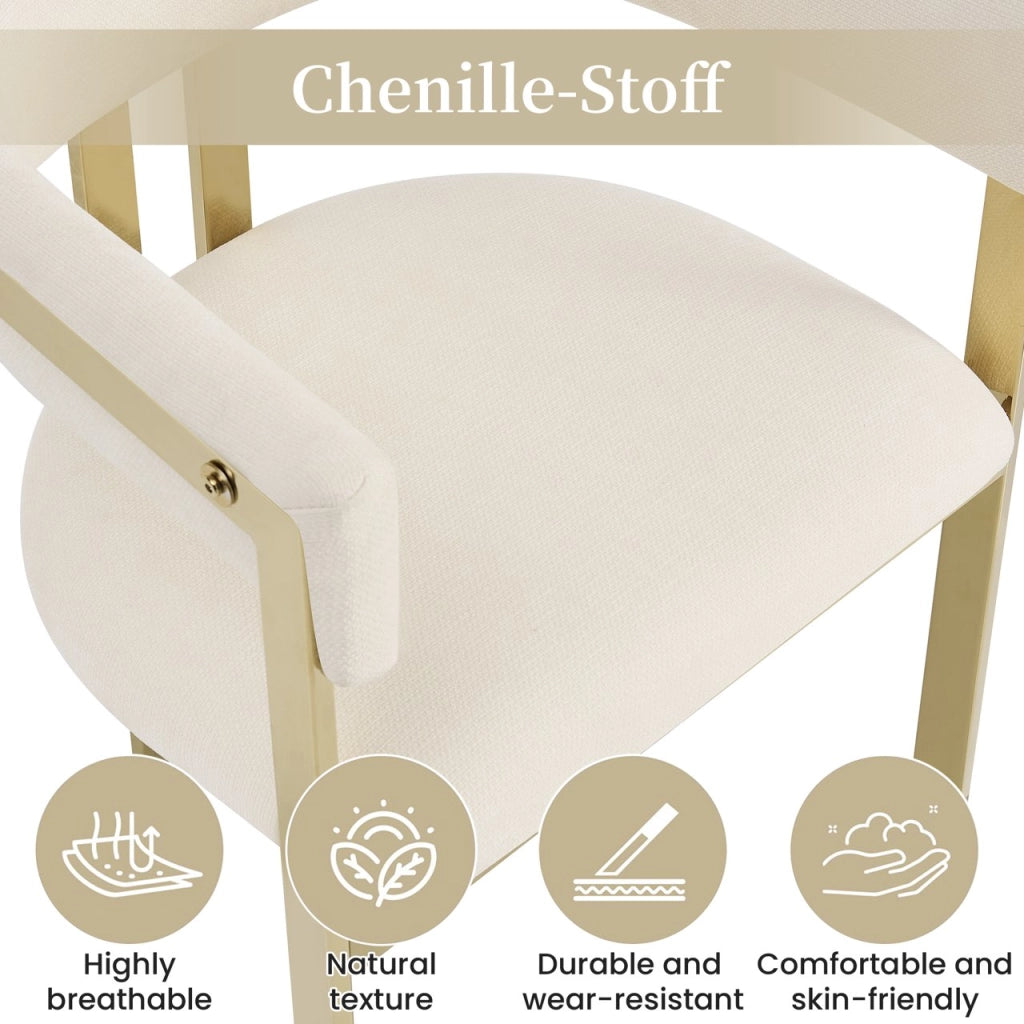 SEDIA Set da 6 pezzi in Chenille Beige e Oro 60x50x76 cm
