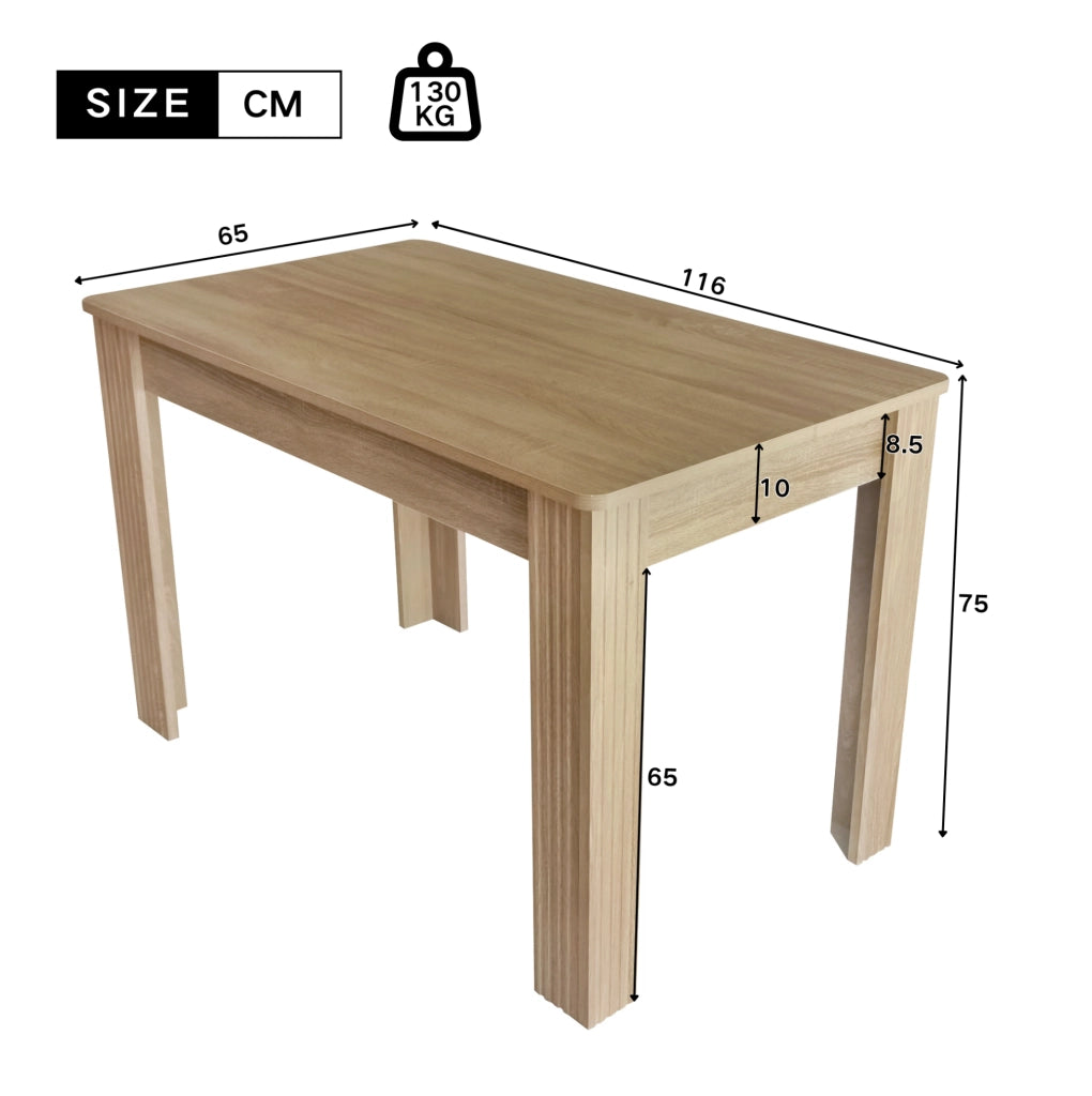 Tavolo rettangolare con 4 gambe in pannello truciolare finitura rovere
