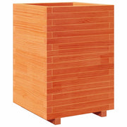 Fioriera | Cassetta per fiori | Vaso Giardino Marrone Cera 50x50x72,5cm Legno Massello Pino