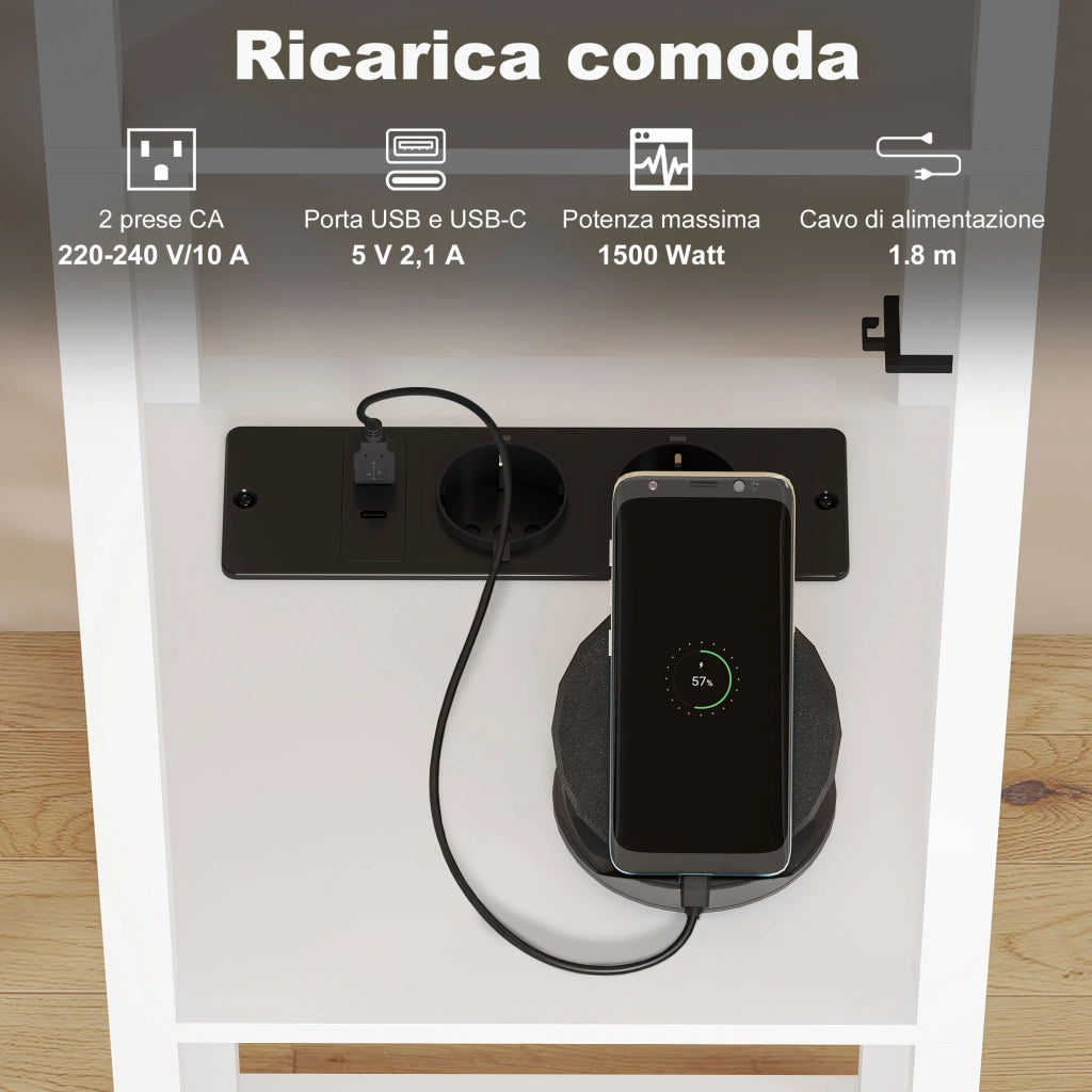Lampada da Terra con Ripiani e USB ¨C zephmum ¨C Bianco