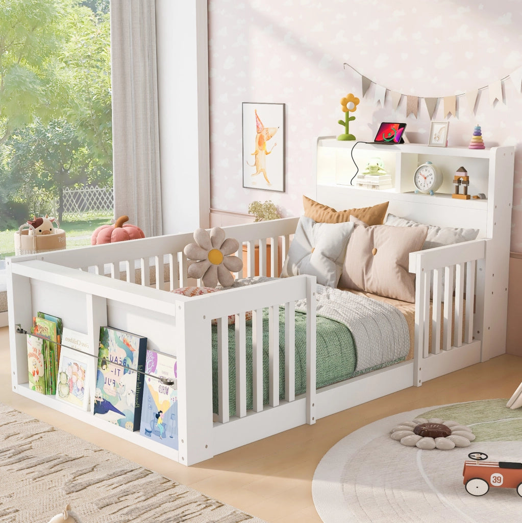 Letto singolo per bambini 90 x 190 cm con USB e luce notturna