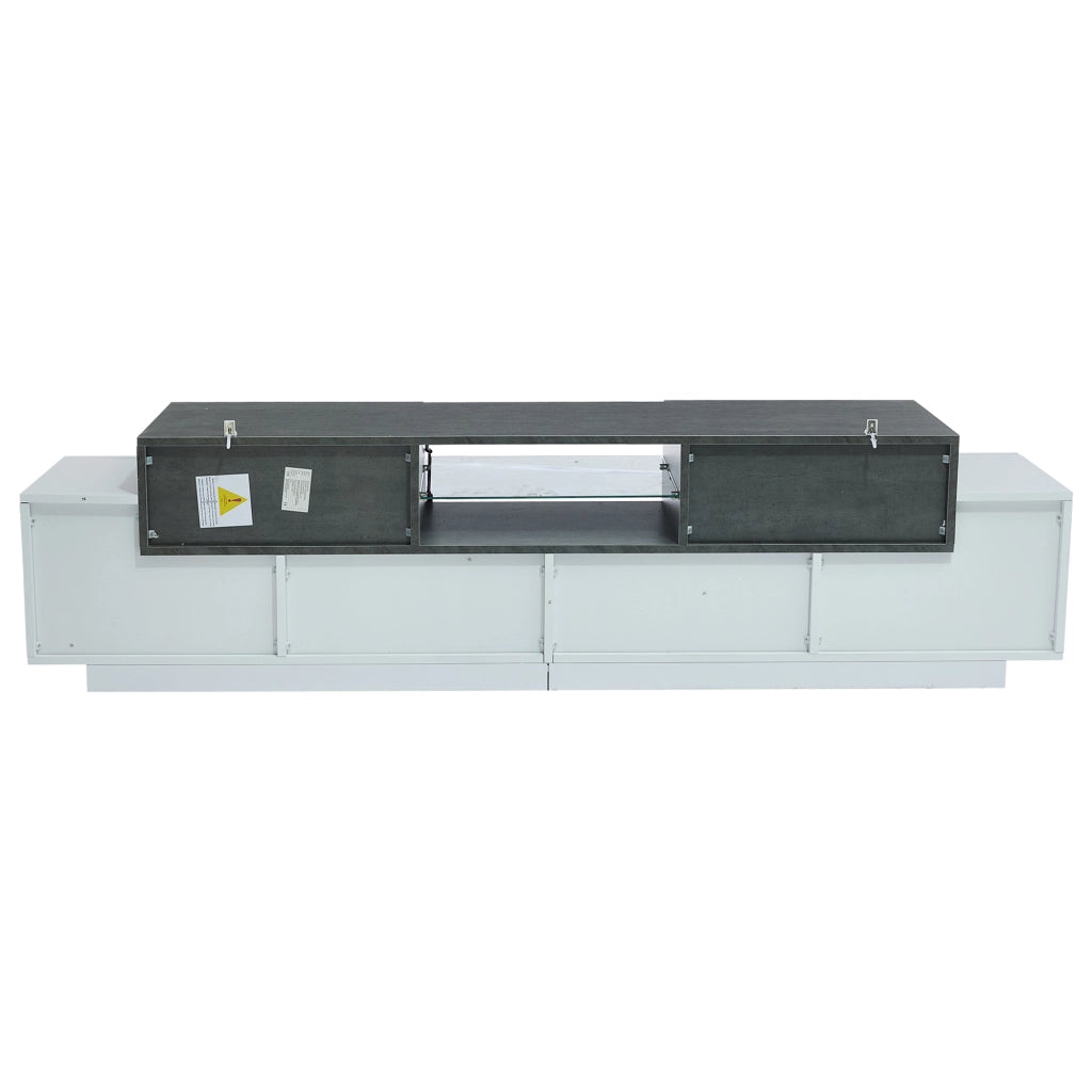 Mobile TV moderno da 180 cm bianco e grigio con illuminazione LED RGB