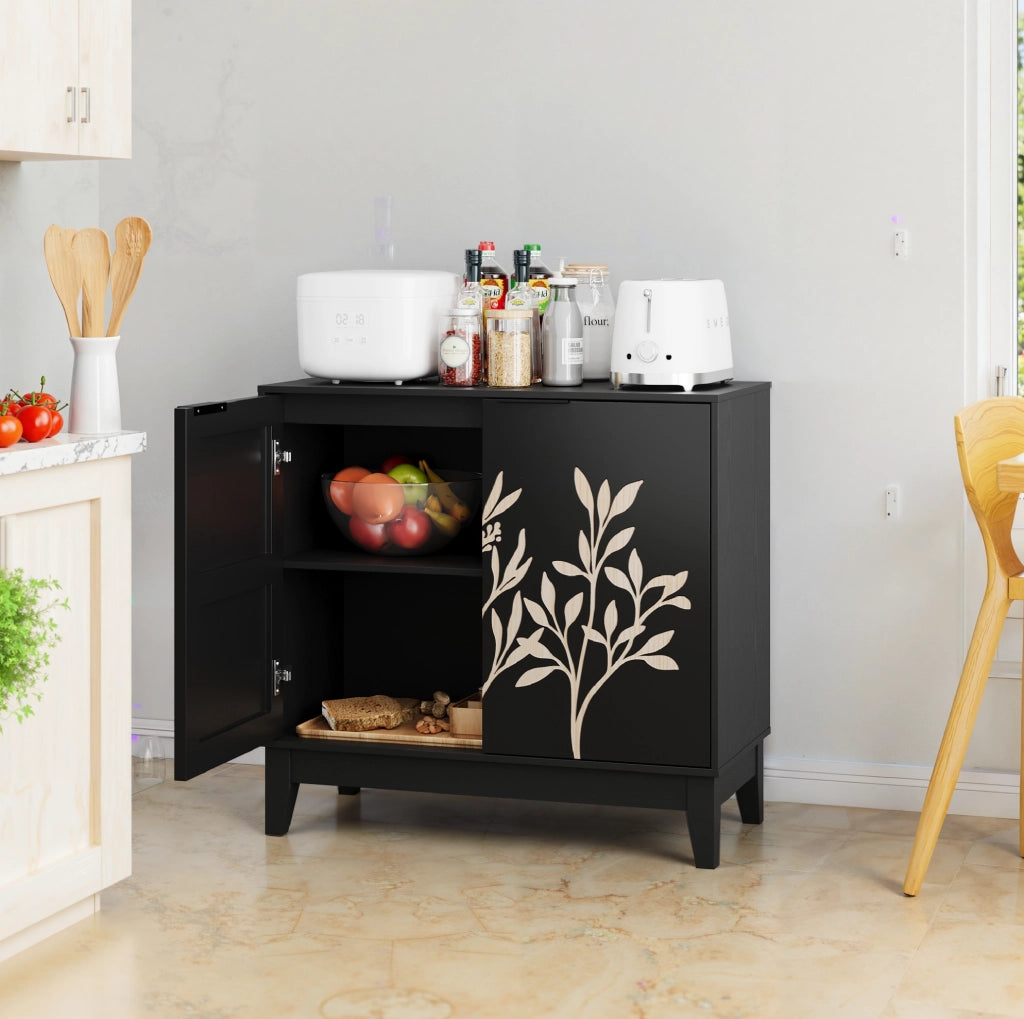 Sideboard con 2 ante e ripiani interni regolabili in MDF; nero