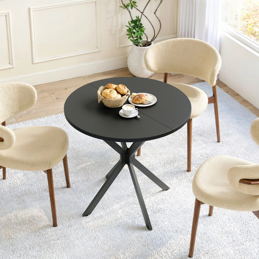 Tavolo Rotondo con Gambe a X ¨C MINIMAL ¨C Nero, 80 cm