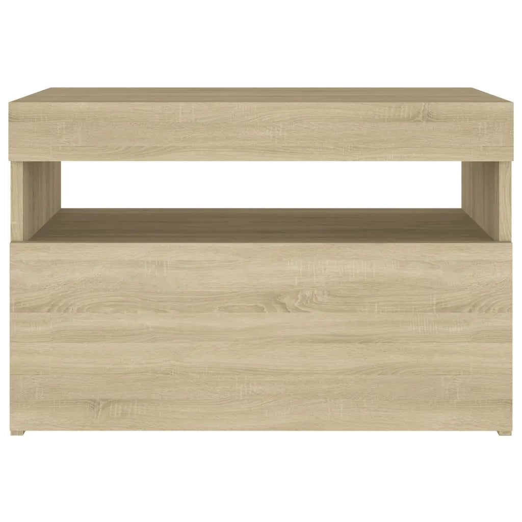 Set di 2 Comodini | Armadio da Notte | Mobiletto da notte con Luci LED Rovere Sonoma 60x35x40 cm