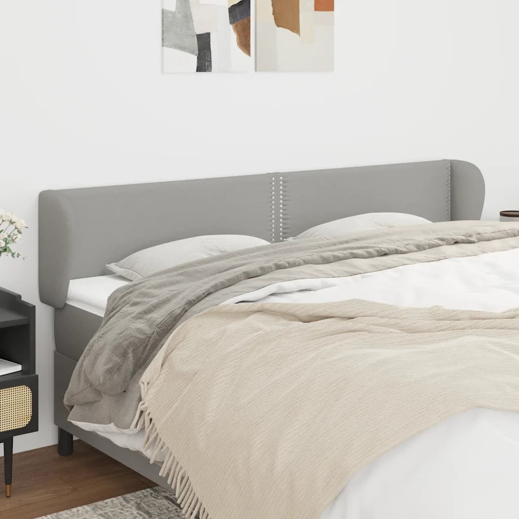 Testiera | Testata ad Orecchio Grigio Chiaro 183x23x78/88 cm in Tessuto
