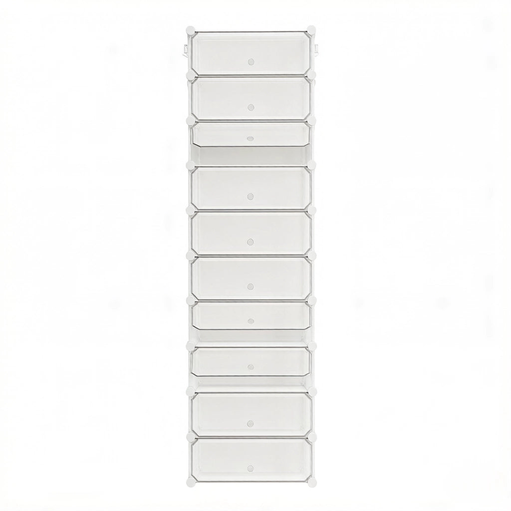 Scarpiera modulare con 10 scomparti e ante antipolvere per ingresso, in PP e metallo, bianca, 40 × 30 × 170 cm
