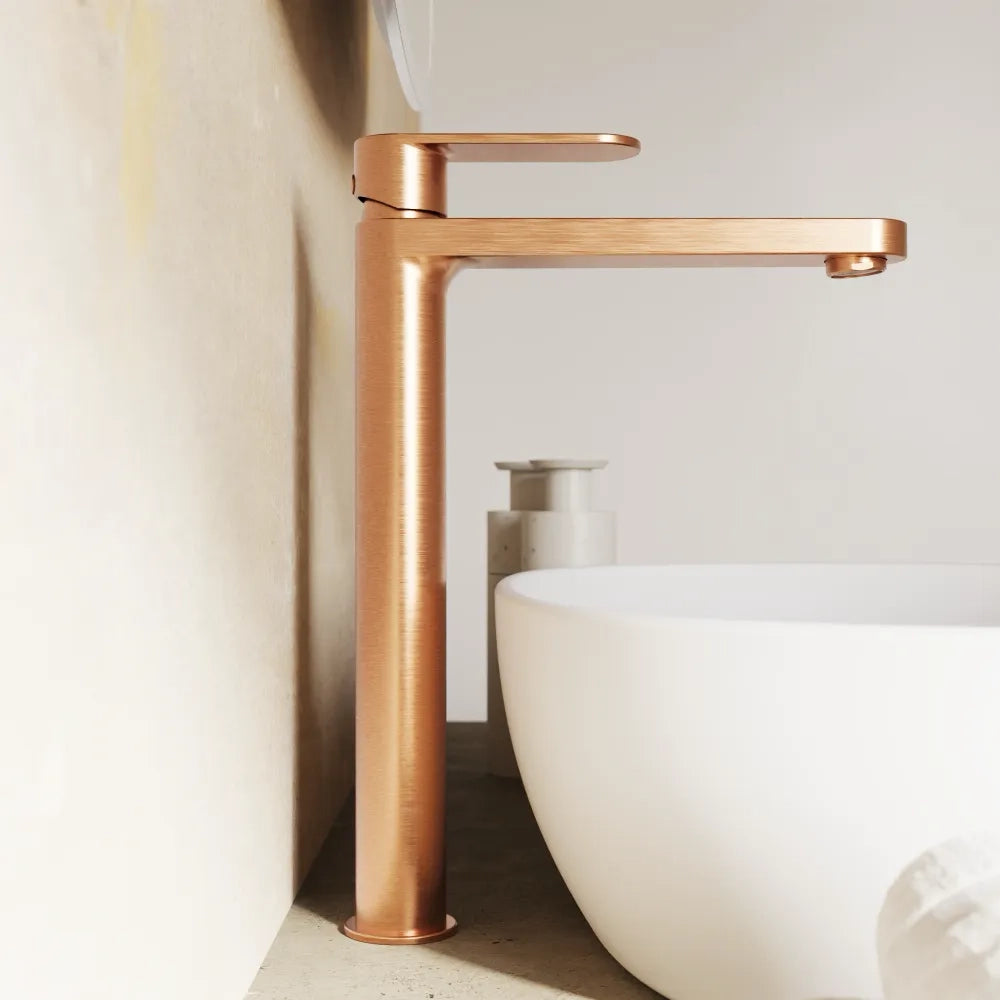 Set miscelatori lavabo alto bidet miscelatore esterno doccia rame spazzolato | Margot