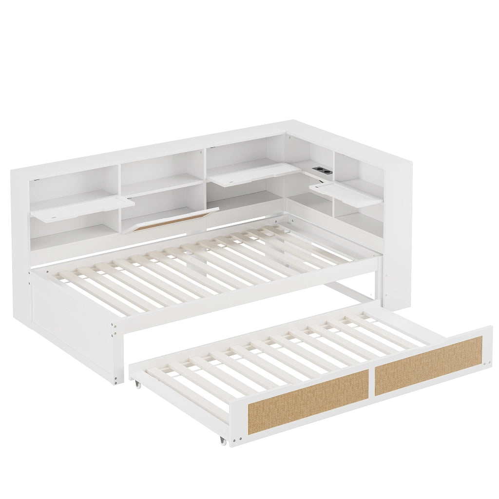 LETTO Multifunzionale 90x200 cm con letto estraibile, legno, bianco